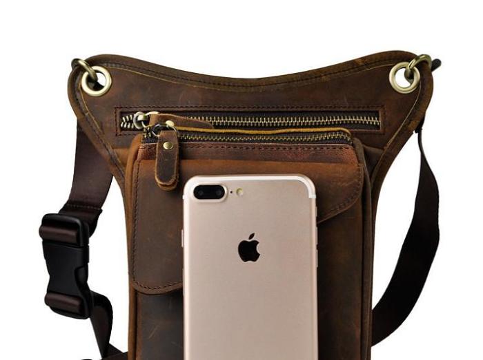 Cool Cell Phone Holsters Leather Belt Pouches for Men Leg Drop Bag waist BAG Shoulder Bag For Men