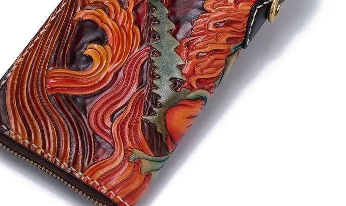 Handmade Leather Acalanatha Mens Chain Biker Wallet Cool Leather Wallet With Chain Wallets for Men