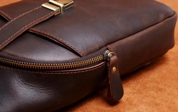 Handmade Leather Mens Cool Chest Bag Sling Bag Crossbody Bag Travel Bag Hiking Bag for men
