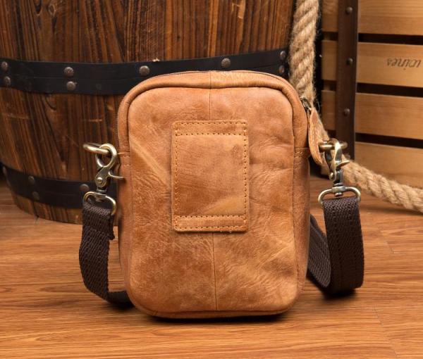 Leather Belt Pouch Mens Small Cases Waist Bag Shoulder Bag for Men