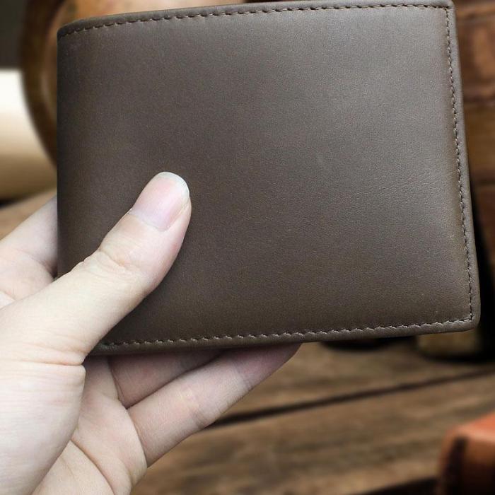 Handmade Leather Mens Cool Slim Leather Wallet Men billfold Wallets Bifold for Men