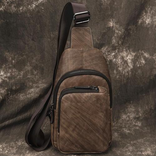 Casual Brown Sling Bag LEATHER MENS Sling Pack One Shoulder BackPack FOR MEN