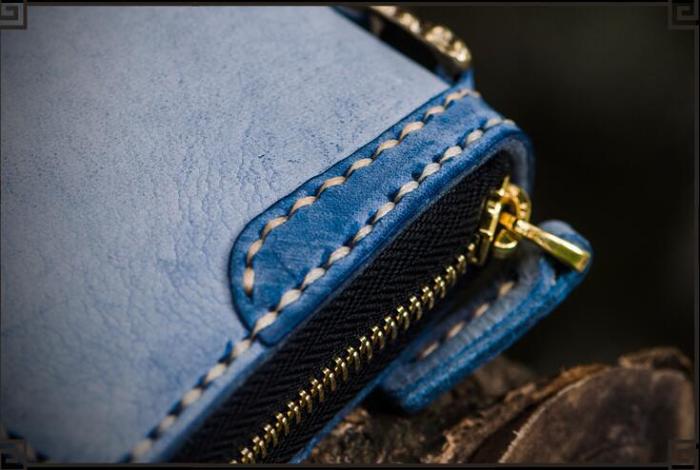 Handmade Leather Mens Chain Biker Wallet Cool Leather Wallet Long Clutch Wallets for Men