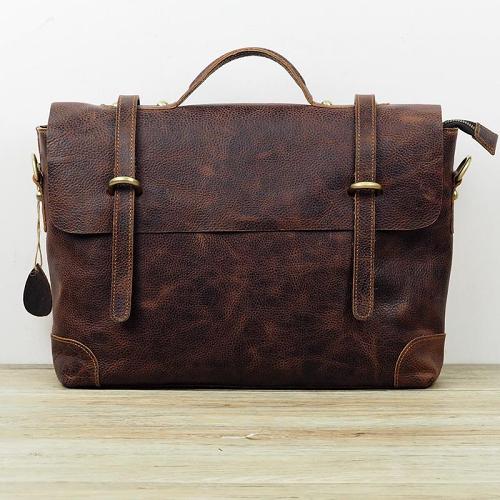 Cool Leather Mens 14inch Laptop Bag Briefcase Work Handbag Business Bag for Men