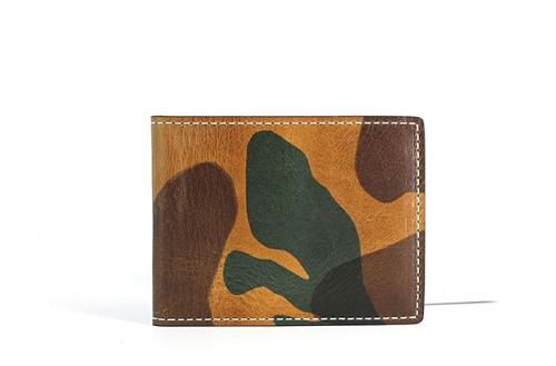 Cool Leather Mens Camouflage License Wallet Front Pocket Wallet Slim Card Wallet for Men
