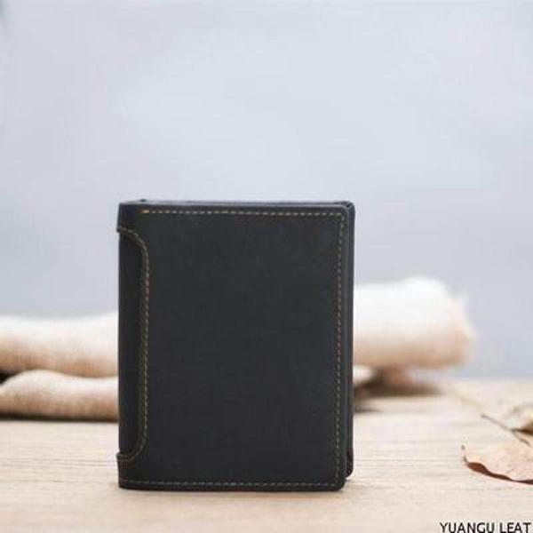 Leather Men Slim Small Wallet Bifold Small Vintage Wallet for Men
