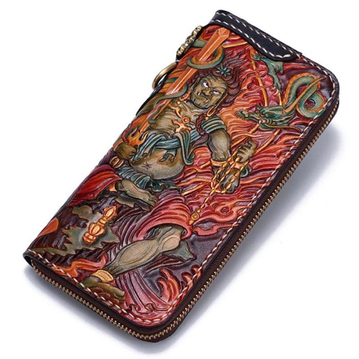 Handmade Leather Acalanatha Mens Chain Biker Wallet Cool Leather Wallet With Chain Wallets for Men