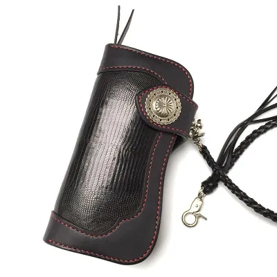 Handmade Leather Biker Wallet Mens Cool Chain Wallet Trucker Wallet with Chain