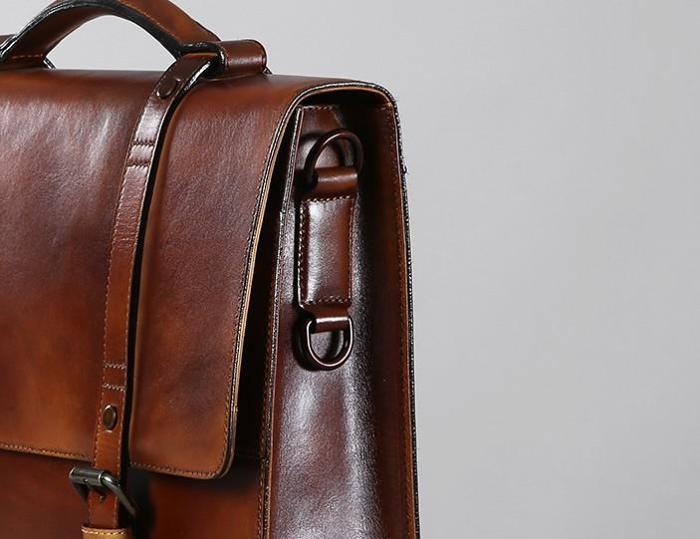 Genuine Leather Mens Cool Messenger Bag Large Briefcase Work Bag Business Bag Laptop Bag for men