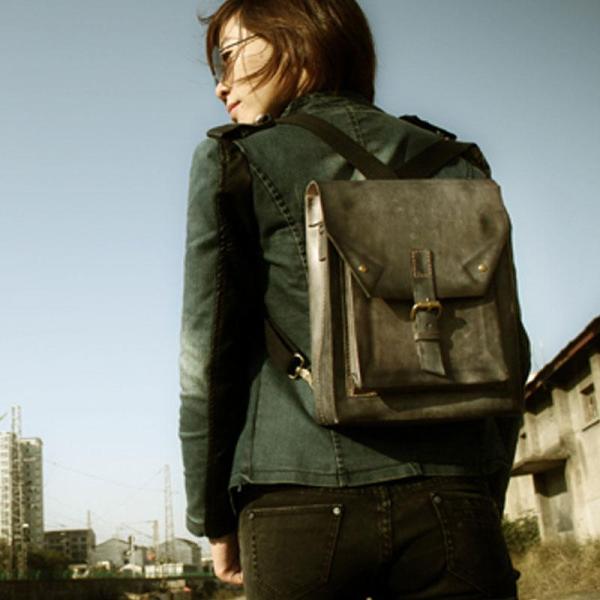 Cool Handmade Leather Mens Backpack Travel Backpack Messenger Bag for men