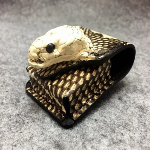 Cool Mens Leather Snake Zippo Lighter Cases with Loop Zippo lighter Holder with clips