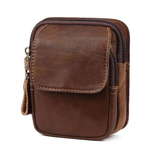 Leather Belt Pouch Mens Small Cases Waist Bag for Men