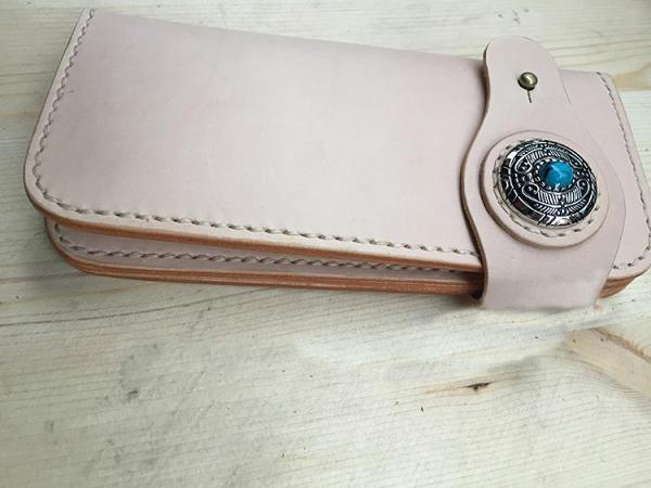Cool Leather Mens Biker Chain Wallets Handmade Long Wallet with Chain