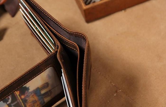 Leather Mens Vintage Leather Wallet Men Small Wallets Bifold for Men