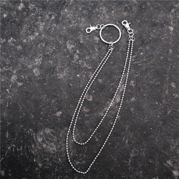 Badass Punk Mens Womens Stainless Steel Double Beaded Pants Chain Wallet Chain For Men