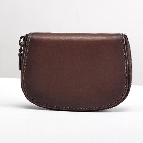 Vintage Leather Mens Small Wallet Zipper Card Coin Wallet for Men