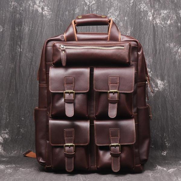 Vintage Cool Leather Men's 15inch Laptop Backpack Travel Backpack School Backpack For Men