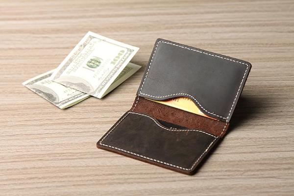 Handmade Leather Mens Cool Short Wallet Card Holder Small Card Slim Wallets for Men