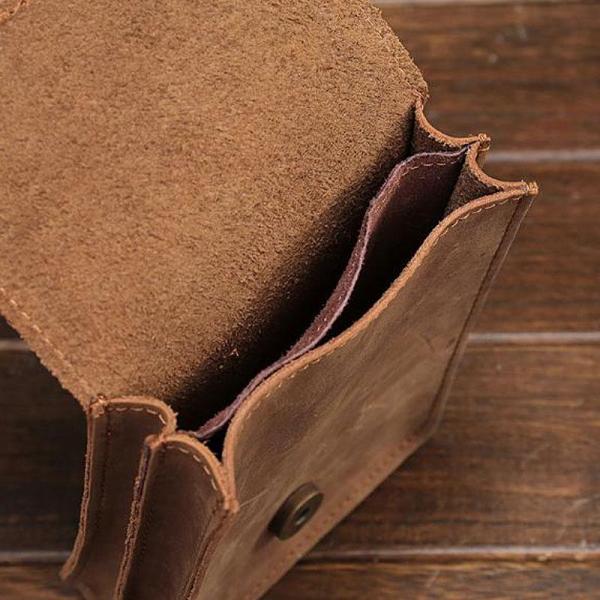 Cool Leather Mens Cigarette Case with Belt Loop Cell Phone Holster Belt Pouch for Men