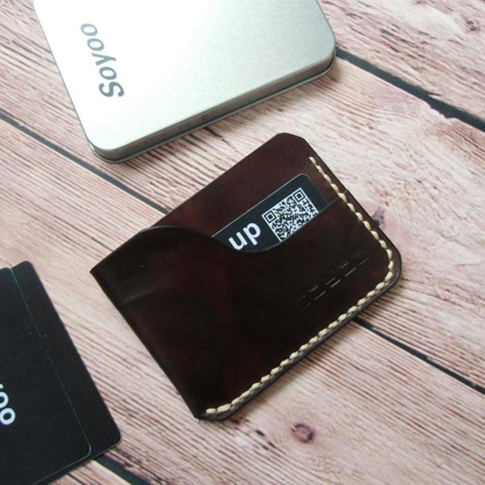 Handmade Leather Mens Slim Front Pocket Wallets Leather Cards Wallet for Men
