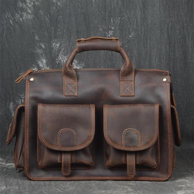 Vintage Leather Mens Large Travel Bag Weekender Cool Business Bag For Men