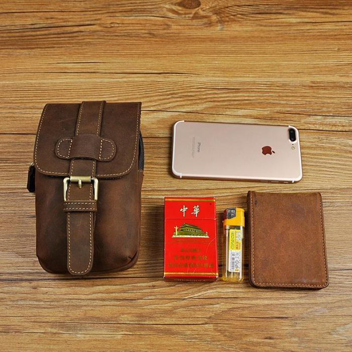 Vintage Leather Cigarette Cases Belt Pouches for Men Waist Bag BELT BAG For Men