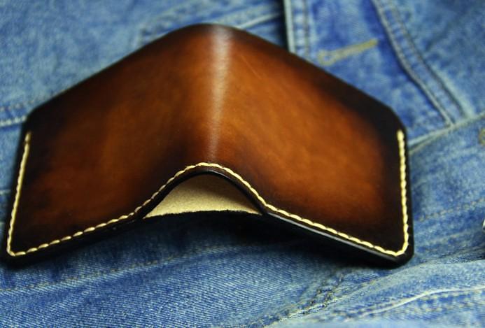Vintage Coffee Leather Mens Slim Small Wallet Leather Bifold Wallets for Men