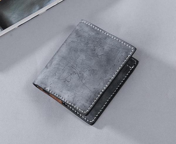 Handmade Leather Mens Cool Slim Leather Wallet Men Small Wallets Bifold for Men