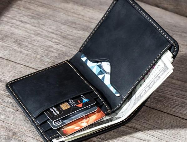 Cool Leather Men Slim Small Wallet Bifold Vintage Small Wallet for Men