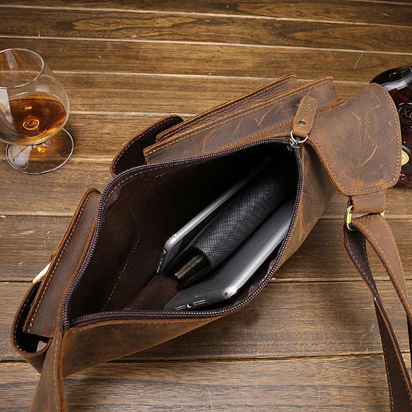 Leather Mens Cool Sling Bag Crossbody Bag Chest Bag for men