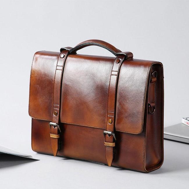 Genuine Leather Mens Cool Messenger Bag Large Briefcase Work Bag Business Bag Laptop Bag for men