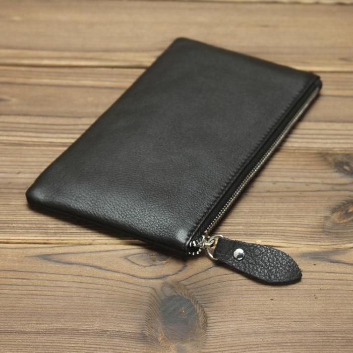 Retro MENS LEATHER SLIM ZIPPER CLUTCH WALLET PURSE BAG CLUTCH BAG FOR MEN