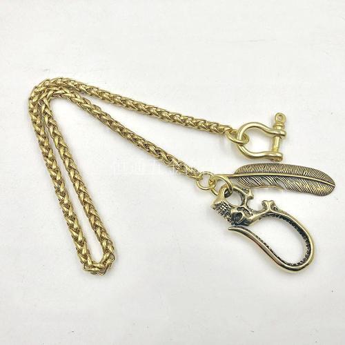 Cool SKull Brass Feather 19‘?Rock Wallet Chain Biker Pants Chain Jeans Chain Jean Chain for Men