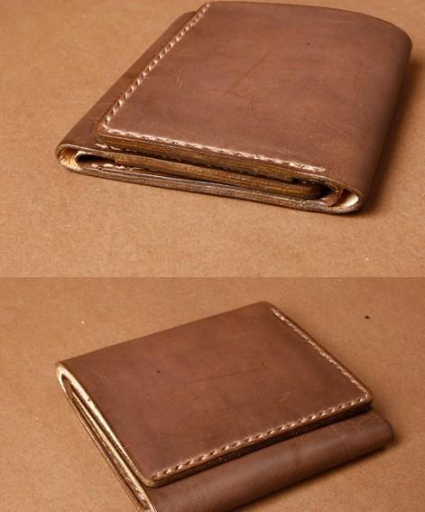 Handmade Coffee Leather Mens Small Trifold Wallet Cool billfold Wallet for Men