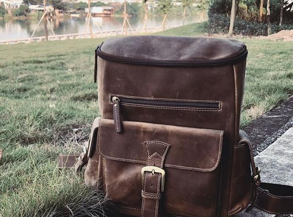 Vintage Cool Leather Mens Backpack Large Travel Bag Hiking Bag for men