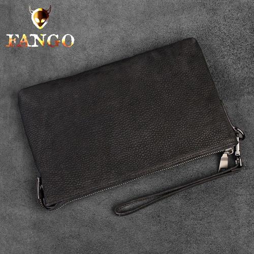 Handmade Leather Mens Clutch Cool Slim Wallet Zipper Clutch Wristlet Wallet for Men