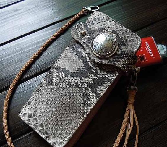 Handmade Leather Biker Wallet Mens Cool Chain Wallet Trucker Wallet with Chain