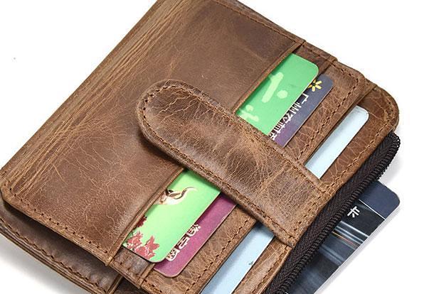 Cool Leather Mens Wallet Slim Wallet Card Front Pocket Wallet for Men