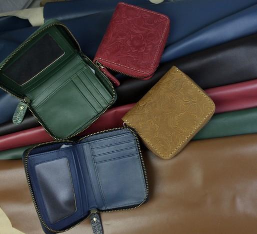 Handmade Leather Floral Mens Zipper Cool billfold Wallet Card Holder Small Card Slim Wallets for Men
