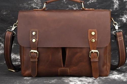 Cool Leather Mens Vintage Briefcases Work Bag Business Bag Handbag Laptop Bag For Men
