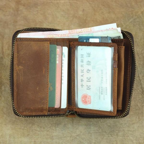 Brown Leather Men Billfold Wallet Leather Black Vertical Bifold Wallet with Coin Pockets For Men