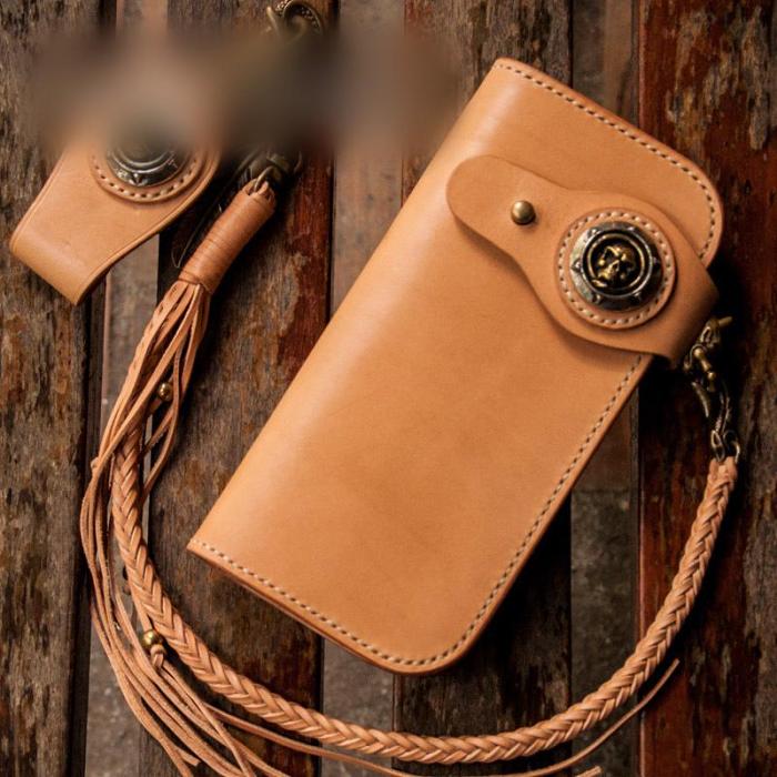 Handmade Leather Mens Chain Biker Wallet Cool Leather Wallet With Chain Wallets for Men