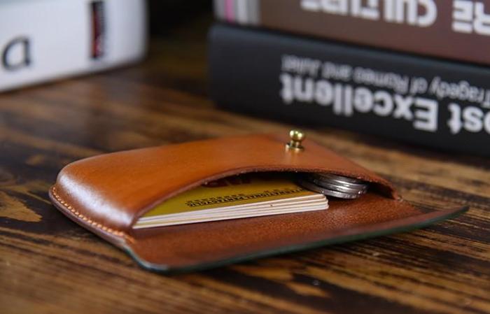 Handmade Leather Mens Cool Coin Change Leather Wallet Men Small Wallets Card for Men