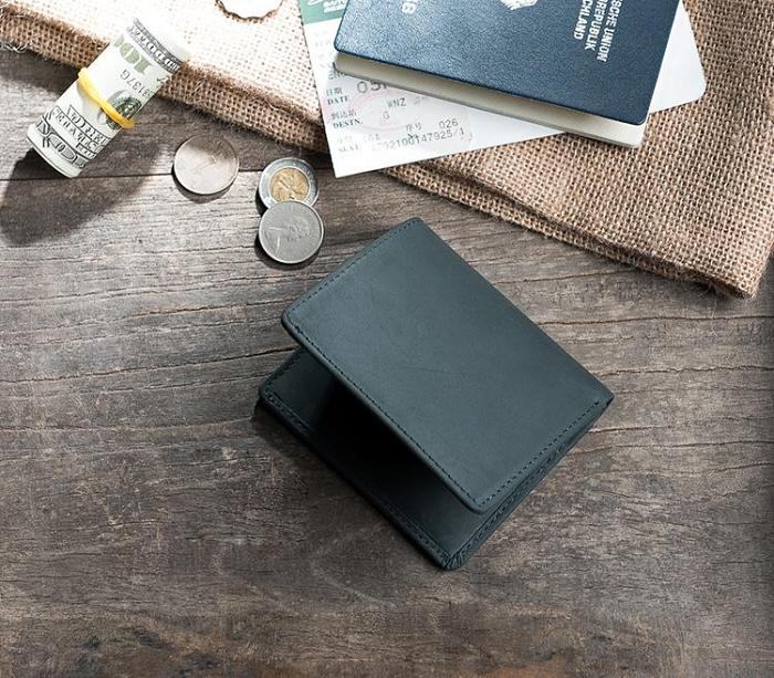 Handmade Leather Mens Cool Slim Leather Wallet Men Small Wallets Bifold for Men