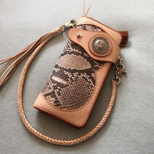 Handmade Leather Biker Wallet Mens Cool Chain Wallet Trucker Wallet with Chain