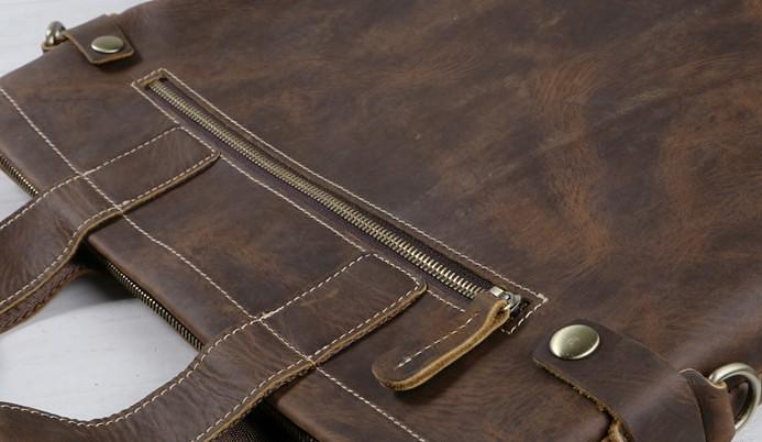 Cool Coffee Leather Mens Briefcases Work Bag Laptop Bag Business Bag for Men