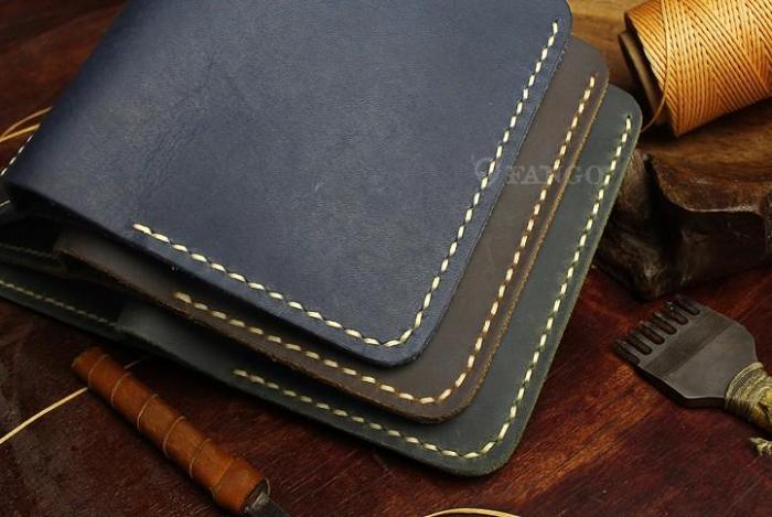Handmade Leather Mens Cool Slim Leather Wallet Men billfold Wallets Bifold for Men