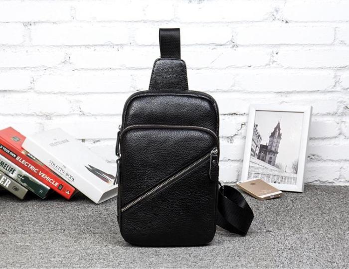 Leather Mens Cool Sling Bag Crossbody Bag Chest Bag for men