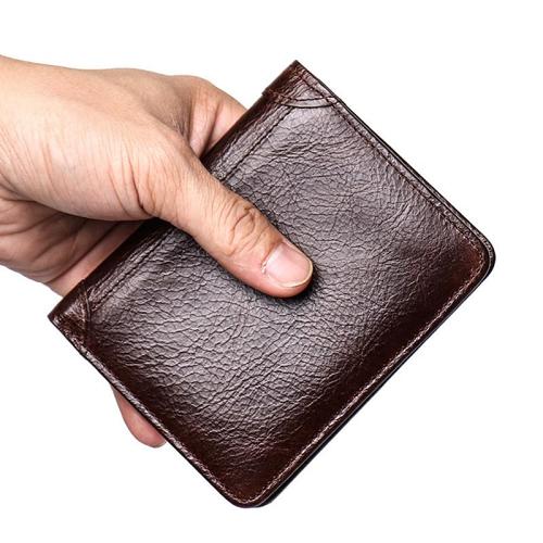 Simple Black Leather Men's Bifold Small Wallet Front Pocket billfold Wallet For Men