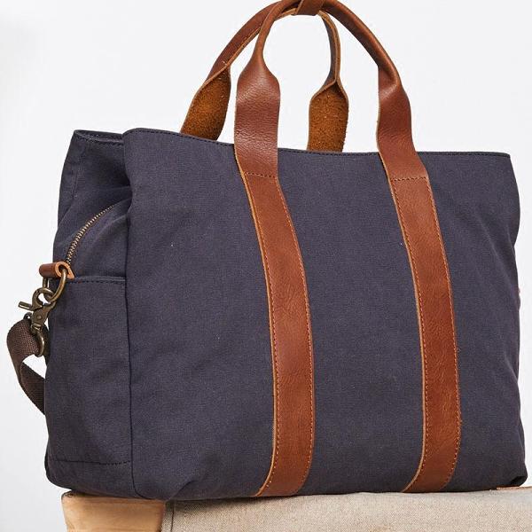 Mens Leather Canvas Travel Bag Canvas Handbag Canvas Weekender Bag for Men